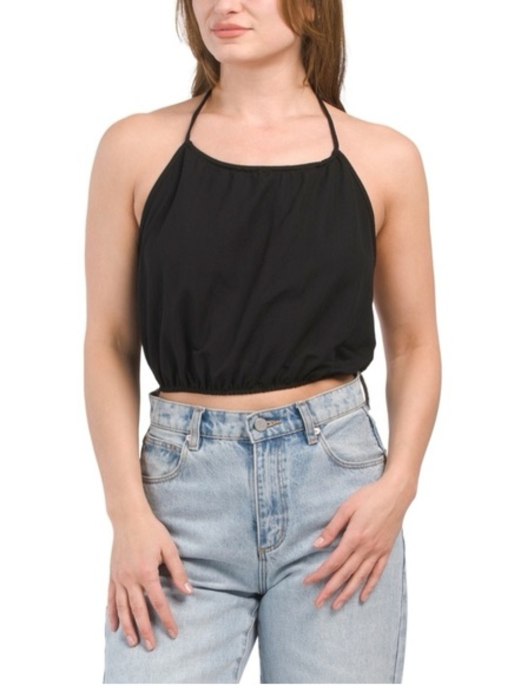 Zara Black Halter Bandeau Crop Top